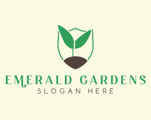 Seedling Plant Gardening Shield logo design