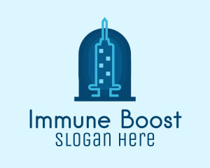 Blue Syringe Skyscraper logo design