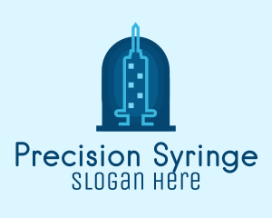 Blue Syringe Skyscraper logo design