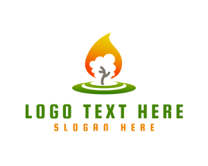 Eco - Tree Flame Candle logo design