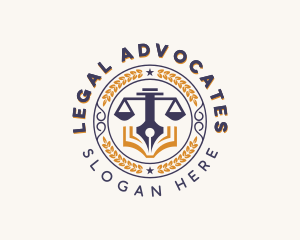 Legal Justice Scale Pen logo design