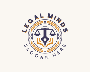 Jurist - Legal Justice Scale Pen logo design