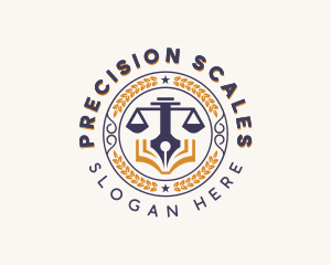 Legal Justice Scale Pen logo design