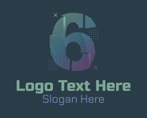 Six - Modern Glitch Number 6 logo design