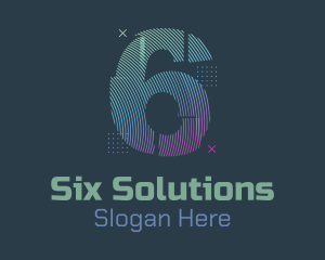 Six - Modern Glitch Number 6 logo design