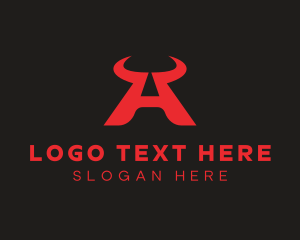 Bison - Red Bull Letter A logo design