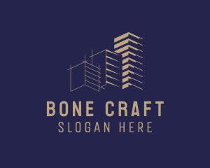 Skeletal - Building Blueprint Contractor logo design