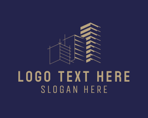 Construction - Building Blueprint Contractor logo design