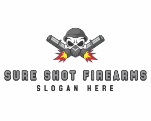 Skull Rifle Firearm logo design