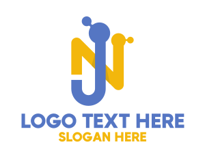 Educational - Molecule Letter NJ logo design