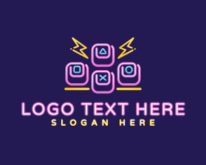 Game Vlog - Neon Gaming Console logo design