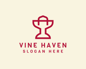 Shopping Bag Wine Glass logo design