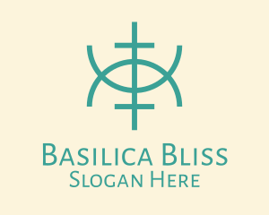 Basilica - Blue Religious Cross logo design