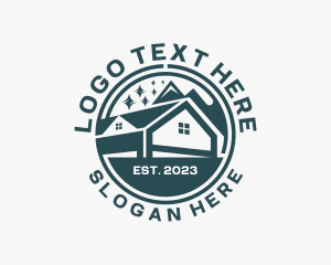 Home Repair - Clean House Roof Renovation logo design