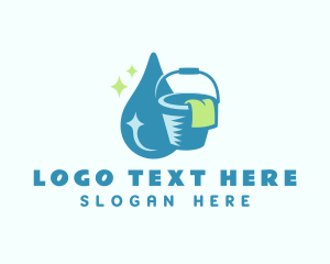 Sanitary - Bucket Cleaning Droplet logo design