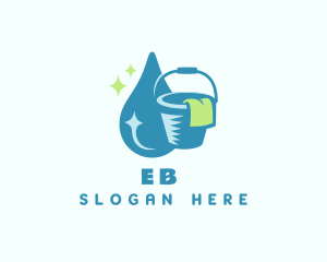 Bucket Cleaning Droplet  logo design