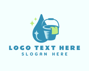 Bucket Cleaning Droplet  logo design