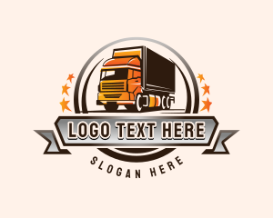 Distribution - Cargo Shipping Transport Truck logo design