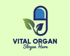 Organic Herbal Medicine Pill logo design