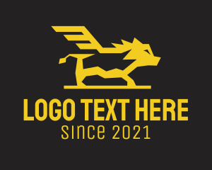 Mythical Creature - Golden Yellow Boar Wing logo design