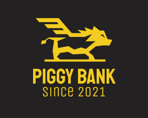 Piggy - Golden Yellow Boar Wing logo design