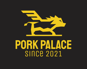 Golden Yellow Boar Wing logo design