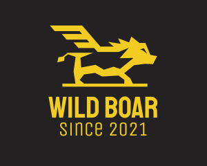 Boar - Golden Yellow Boar Wing logo design