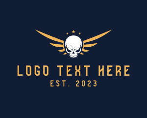 Skeleton - Skull Wing Tattoo logo design