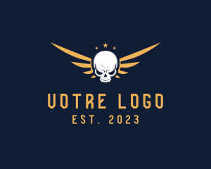 Skeleton - Skull Wing Tattoo logo design