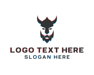 Horns - Viking Man Anaglyph logo design