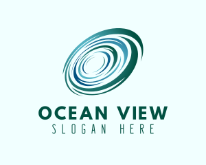 Radial Ocean Wave whirlpool  logo design