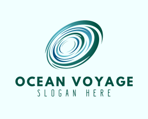 Radial Ocean Wave whirlpool  logo design