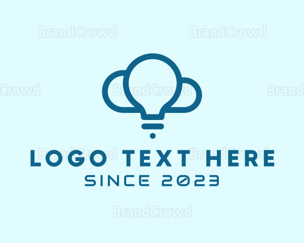 Digital Light Bulb Cloud Logo