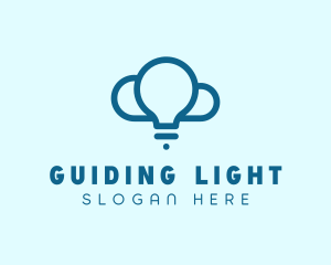 Digital Light Bulb Cloud  logo design