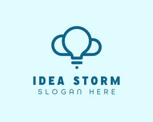 Digital Light Bulb Cloud  logo design