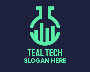 Teal Laboratory Flask logo design