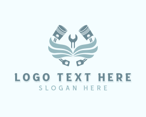 Industrial - Wings Piston Mechanic logo design