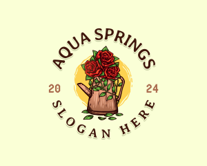 Watering Can Roses logo design