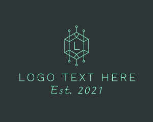 Online - Circuit Hexagon Geometric logo design