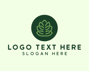 Line Art - Circle Green Plant logo design