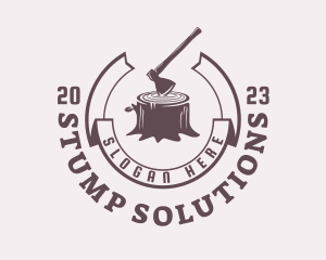 Stump - Woodcutter Axe Stump logo design