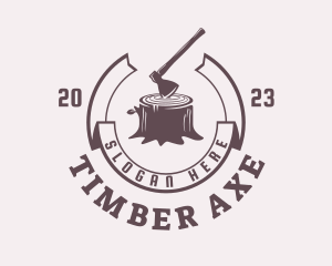 Woodcutter Axe Stump logo design