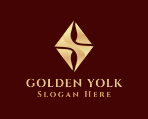 Golden Diamond Gemstone logo design