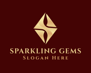 Golden Diamond Gemstone logo design