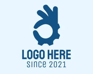 Repair - Blue Hand Gesture logo design