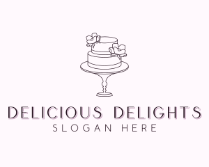 Flower Wedding Cake logo design