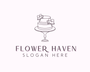 Flower Wedding Cake logo design