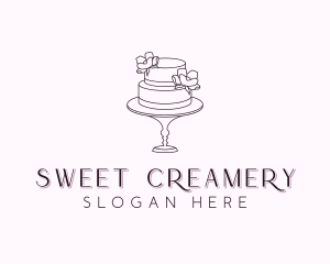 Flower Wedding Cake logo design