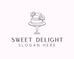 Flower Wedding Cake logo design