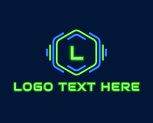 Pub - Neon Glow Hexagon logo design